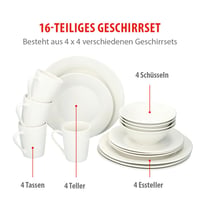 alpina Étkészlet 4 Személyre, Fehér Kőagyag Tányér és Tál Szett, Mikrohullámú Sütőben — 1 csésze hiányzik (állapot: lásd a 2. képet) 7