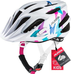 Dječja biciklistička kaciga Alpina FB JR 2.0 - bijela s leptirićima - opseg glave 50-55 cm