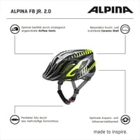 Detská cyklistická prilba Alpina FB 2.0 Jr. – čierna/oceľovosivá/neónová, 50 – 55 cm 7