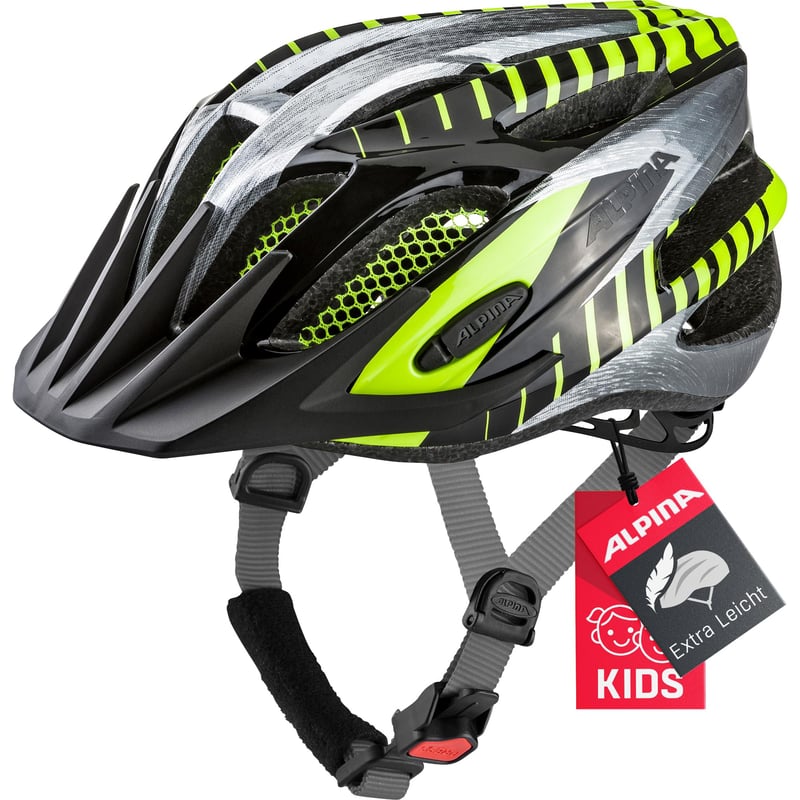 Detská cyklistická prilba Alpina FB 2.0 Jr. – čierna/oceľovosivá/neónová, 50 – 55 cm