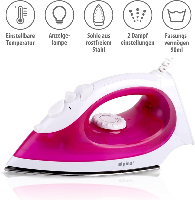 Alpina gőzölős vasaló 2000W rozsdamentes talppal, 120ml tartállyal