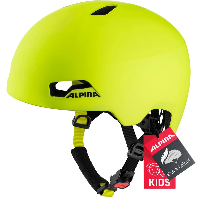 Detská cyklistická prilba ALPINA Hackney, veľkosť M (51 – 56 cm), ľahká, odolná proti nárazom, odvetraná, s LED svetlom