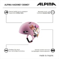 Detská cyklistická prilba ALPINA Hackney s motívom Minnie Mouse, veľkosť S (47-51 cm), ľahká a odolná proti nárazu, s integrovaným LED svetlom, optimálne vetranie 8