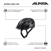 Cască de ciclism urban ALPINA Haga LED, negru mat, circumferință cap 51-56 cm, unisex 6