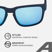 Ochelari de soare ALPINA KOSMIC - Lentile oglindă și rezistente la spargere, protecție UV-A, B și C, albastru închis mat, pentru utilizare zilnică și outdoor 3
