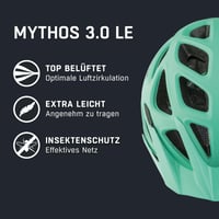 Cyklistická prilba Alpina Mythos 3.0 L.E. – tyrkysová matná, 52-57 cm, ľahká a priedušná prilba pre dospelých s antibakteriálnou výstelkou 2