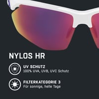 Športové okuliare ALPINA NYLOS HR – bielo-fialové lesklé, UV-A/B/C ochrana, nerozbitné šošovky, nastaviteľný nosník 2