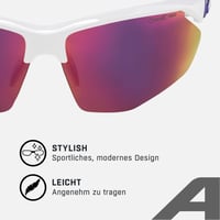 Športové okuliare ALPINA NYLOS HR – bielo-fialové lesklé, UV-A/B/C ochrana, nerozbitné šošovky, nastaviteľný nosník 3