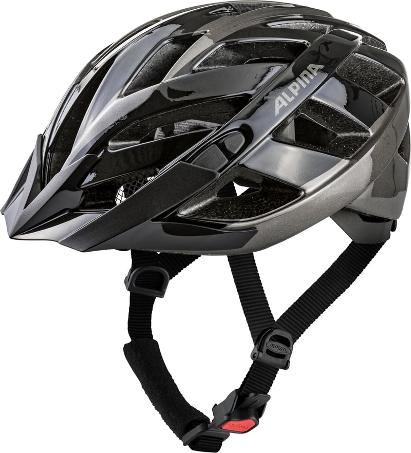 Cyklistická prilba ALPINA Panoma 3.0 – čierna-antracitová lesklá, obvod hlavy 52 – 57 cm, na trekingový bicykel, nastaviteľné vetranie