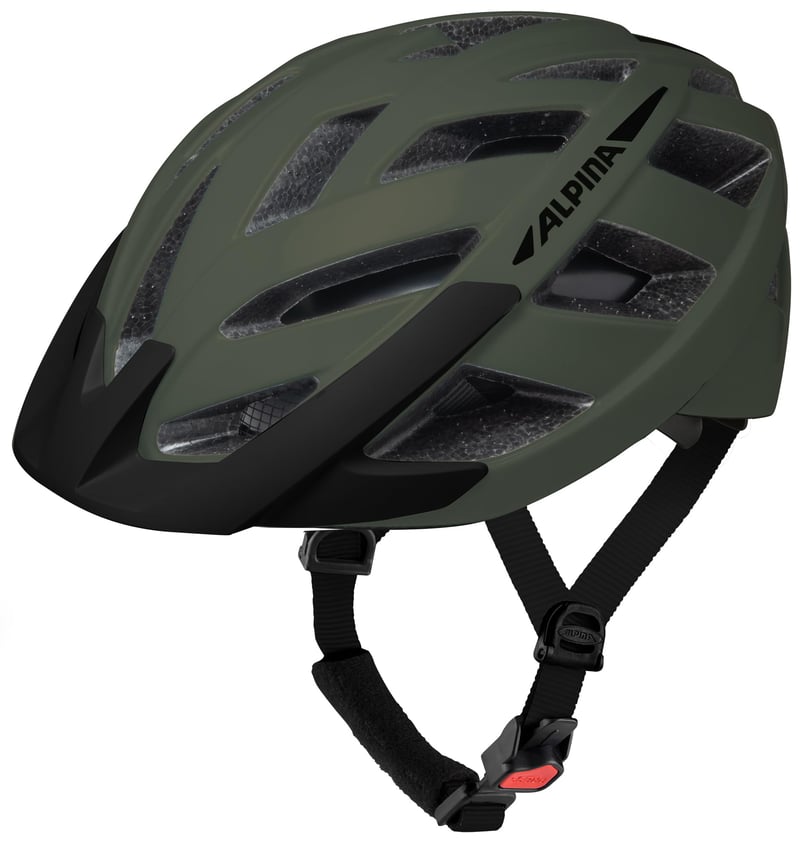 Cyklistická prilba ALPINA Panoma 3.0, olivovo zelená matná, obvod hlavy 56-59 cm, na turistiku, dobre odvetraná