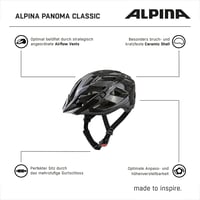Cască de ciclism ALPINA PANOMA Classic, negru lucios, circumferință cap 52-57 cm, cu lumină LED, cască ușoară de tură pentru adulți 8