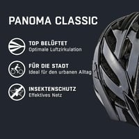 ALPINA PANOMA Classic könnyű kerékpáros sisak szellőzéssel LED fénnyel - 52-57, Black gloss, Gen 2 2