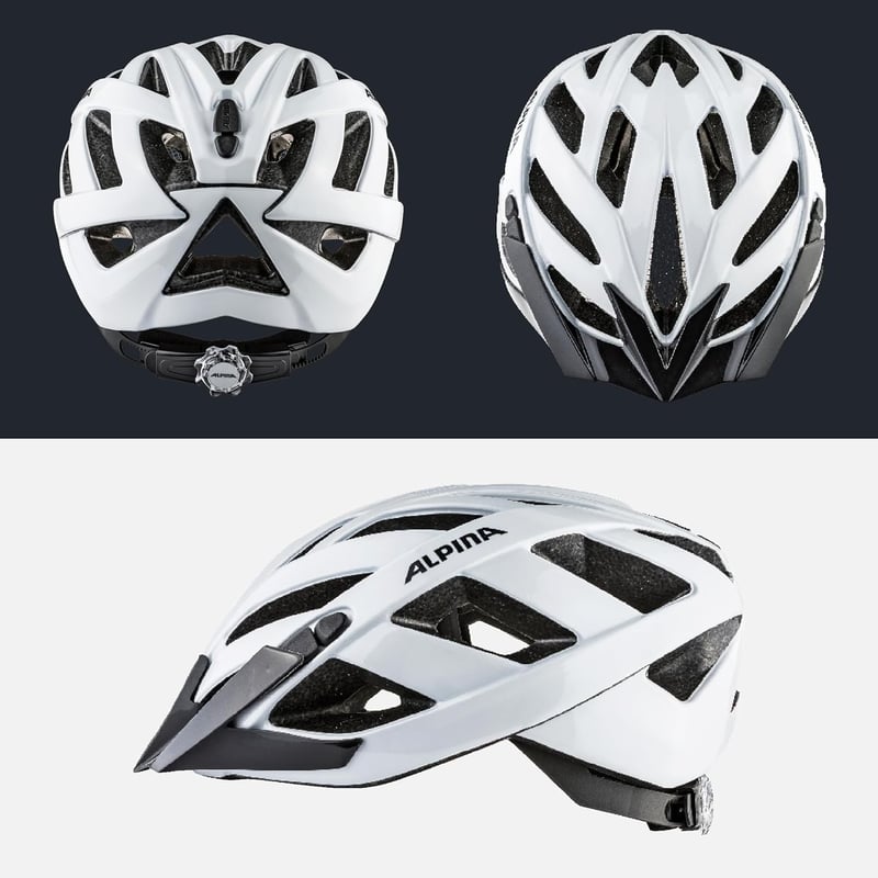 ALPINA PANOMA Classic könnyű kerékpáros sisak szellőzéssel LED fénnyel - 56-59 cm, White gloss, Gen 2