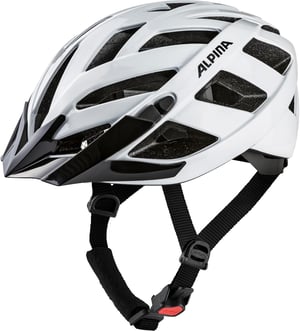 ALPINA PANOMA Classic biciklistička kaciga za odrasle, sjajno bijela, 52-57 cm, s opcionalnim LED svjetlom, lagana i prozračna kaciga za turizam