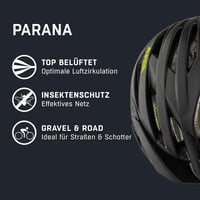 Cyklistická prilba ALPINA Parana čierno-neónovo žltá matná, obvod hlavy 51-56 cm, sieťka proti hmyzu, turistická, pre dospelých, ľahká, nastaviteľná 2