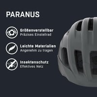 Cyklistická prilba ALPINA Paranus, Midnight-Grey matná, obvod hlavy 52-56 cm, ľahké EPS, vysoká ventilácia, sieťka proti hmyzu 2