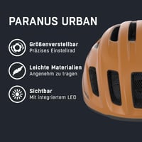 Cască de ciclism urban ALPINA Paranus cu lumină spate LED, Burro-Brown mat, circumferință cap 52-56 cm, carcasă interioară ușoară Hi-EPS, ventilație, plasă împotriva insectelor 2