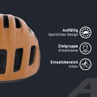 Cască de ciclism urban ALPINA Paranus cu lumină spate LED, Burro-Brown mat, circumferință cap 52-56 cm, carcasă interioară ușoară Hi-EPS, ventilație, plasă împotriva insectelor 3