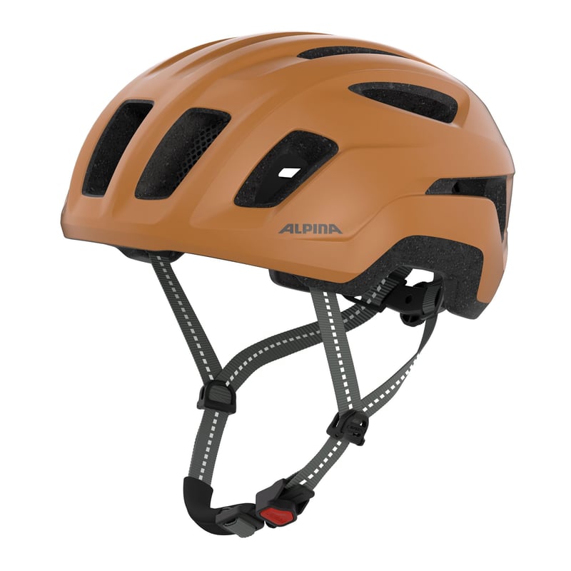 Cască de ciclism urban ALPINA Paranus cu lumină spate LED, Burro-Brown mat, circumferință cap 52-56 cm, carcasă interioară ușoară Hi-EPS, ventilație, plasă împotriva insectelor