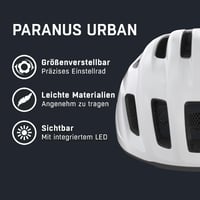Mestská cyklistická prilba ALPINA Paranus so zadným LED svetlom, lesklá biela, 52-56 cm, ľahká vnútorná škrupina Hi-EPS, odvetrávanie, sieťka proti hmyzu 2