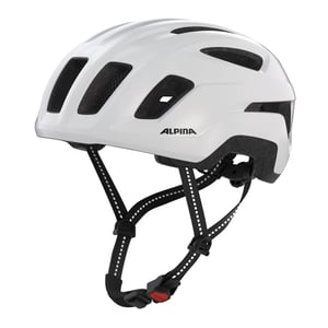 ALPINA Paranus Urban biciklistička kaciga sa stražnjim LED svjetlom, sjajna bijela, 52-56 cm, lagana Hi-EPS unutarnja školjka, ventilacija, mrežica protiv insekata