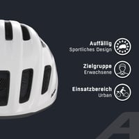 Mestská cyklistická prilba ALPINA Paranus so zadným LED svetlom, lesklá biela, 52-56 cm, ľahká vnútorná škrupina Hi-EPS, odvetrávanie, sieťka proti hmyzu 3