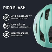 ALPINA PICO Flash világító gyerek kerékpáros sisak szúnyoghálóval - 50-55 cm, Turquoise (turquoise gloss) 2