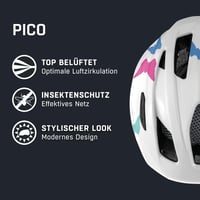 Detská cyklistická prilba Alpina PICO, perleťovo biela s motýlikmi, 50-55 cm, odvetraná, priedušná a ľahká prilba pre deti 2