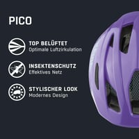 Cască de ciclism pentru copii Alpina PICO, mov lucios, 50-55 cm, ușoară și bine ventilată, plasă împotriva insectelor, rezistentă la spargere 2