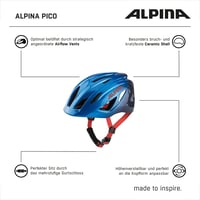 Detská cyklistická prilba Alpina PICO, True Blue lesklá, 50-55 cm, priedušná, sieťka proti hmyzu, odolná proti prasknutiu 7