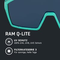 ALPINA RAM Q-LITE tükrös kerékpáros szemüveg UV védelemmel - türkizkék/kék matt 2