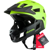 Detská celotvárová cyklistická prilba ALPINA Rupi – Be Visible Matt, 50 – 55 cm, odnímateľný chránič brady, nastaviteľné prispôsobenie, pre začiatočníkov na MTB 1