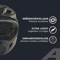 Detská celotvárová cyklistická prilba ALPINA Rupi – čierna/maskáčová oranžová matná, 50-55 cm, odnímateľný chránič brady, nastaviteľné prispôsobenie, pre začiatočníkov na MTB 3
