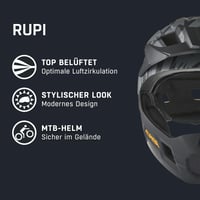 Detská celotvárová cyklistická prilba ALPINA Rupi – čierna/maskáčová oranžová matná, 50-55 cm, odnímateľný chránič brady, nastaviteľné prispôsobenie, pre začiatočníkov na MTB 2