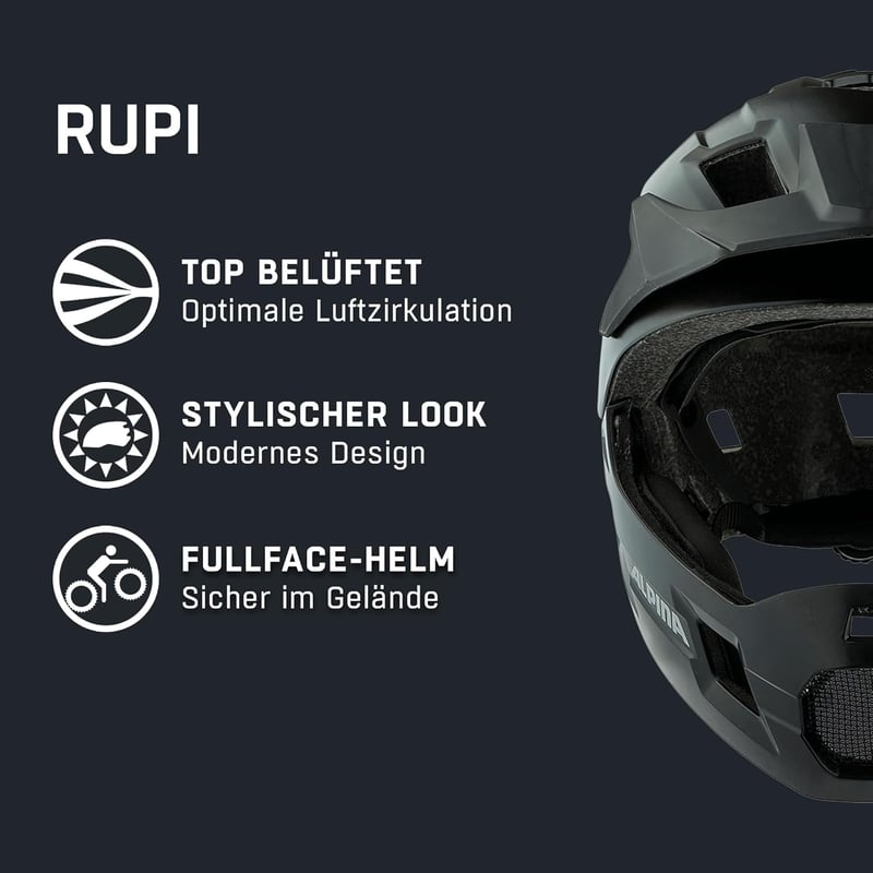 ALPINA Rupi gyerek fullface kerékpáros sisak - könnyű, biztonságos, szellőztetett