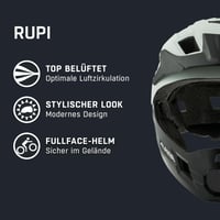 Detská celotvárová cyklistická prilba ALPINA Rupi – matná off-white, 50-55 cm, odnímateľný chránič čeľuste, nastaviteľný strih, horská cyklistika pre začiatočníkov 2