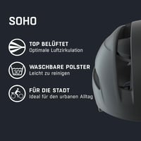 Cască de ciclism urban ALPINA SOHO pentru adulți - Negru mat, circumferință cap 51-56 cm, cască ușoară și reglabilă 2