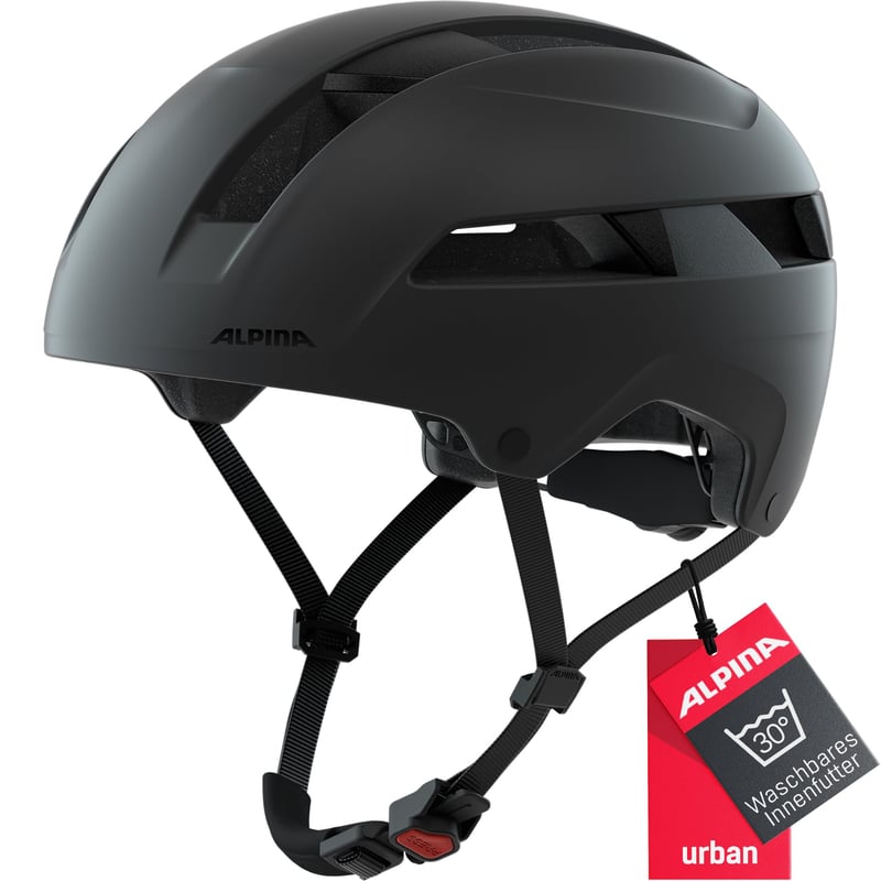 Cască de ciclism urban ALPINA SOHO pentru adulți - Negru mat, circumferință cap 51-56 cm, cască ușoară și reglabilă