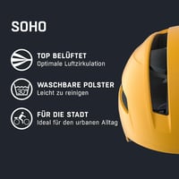 ALPINA Soho Városi Kerékpáros Sisak Felnőtteknek - Könnyű és Állítható - Burned-Yellow Matt 2
