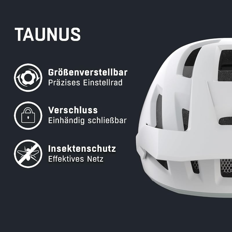 Cască de ciclism ALPINA Taunus cu ventilație, plasă pentru insecte și suport pentru ochelari - M (55-59 cm), alb-gri mat