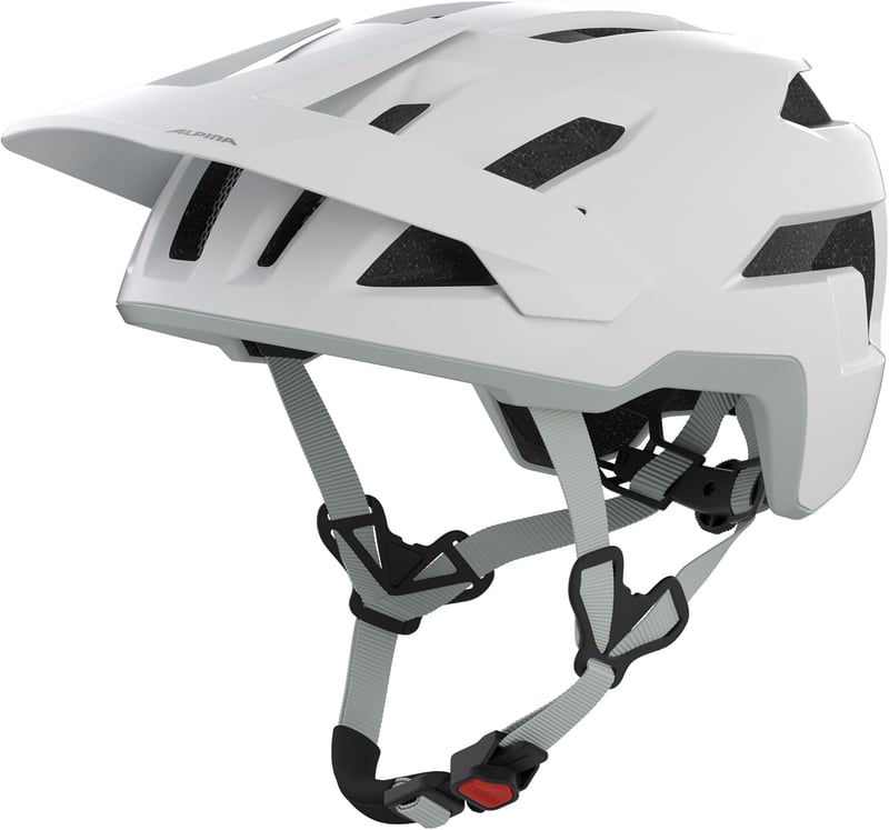 Cască de ciclism ALPINA Taunus cu ventilație, plasă pentru insecte și suport pentru ochelari - M (55-59 cm), alb-gri mat