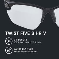 Športové okuliare Alpina Twist Five S HR V – čierna matná, samozafarbovacie sklá Varioflex, unisex veľkosť 2