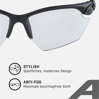 Športové okuliare Alpina Twist Five S HR V – čierna matná, samozafarbovacie sklá Varioflex, unisex veľkosť 3