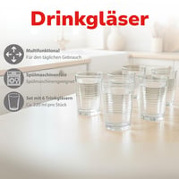 Alpina set čaša za vodu 6 kom - Set čaša za piće periv u perilici posuđa - 220 ml 3