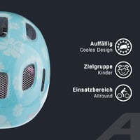 Detská cyklistická prilba ALPINA Ximo 2 - Aqua-Rose Flower Gloss, 49-54 cm, ľahká a nerozbitná, s voliteľným LED svetlom 3
