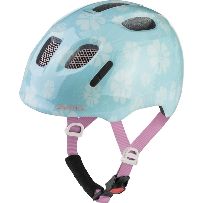 Detská cyklistická prilba ALPINA Ximo 2 - Aqua-Rose Flower Gloss, 49-54 cm, ľahká a nerozbitná, s voliteľným LED svetlom