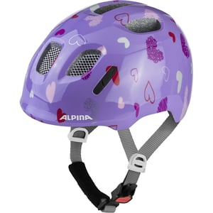 Dječja biciklistička kaciga ALPINA Ximo 2, Purple Hearts Gloss, 49-54 cm, lagana i neslomljiva, s opcionalnim LED svjetlom