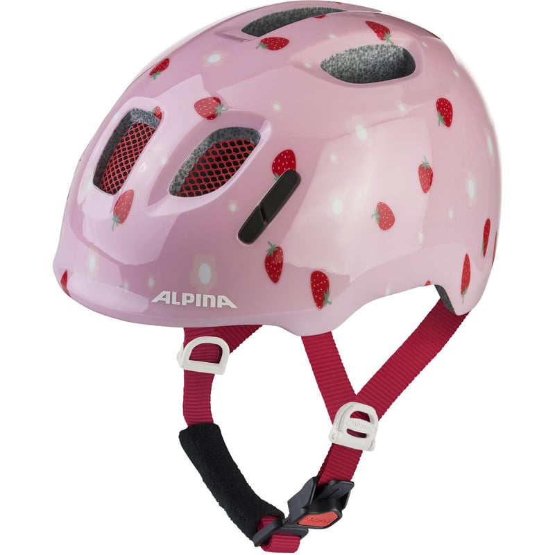 Detská cyklistická prilba ALPINA Ximo 2, Strawberry Gloss, 49-54 cm, s voliteľným LED svetlom, ľahká a nerozbitná