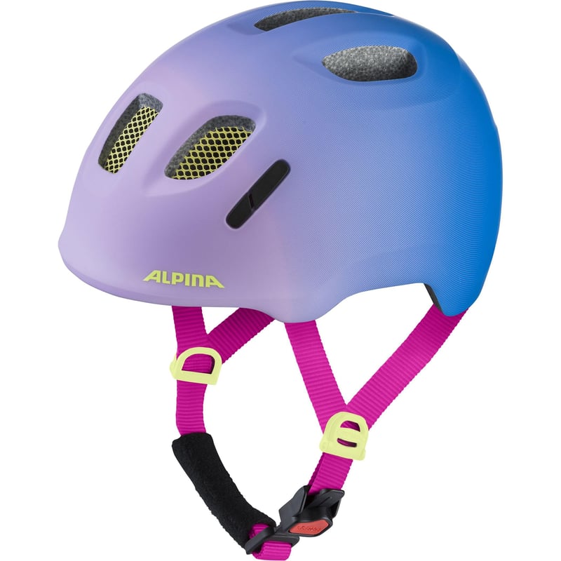 Cască de ciclism pentru copii ALPINA Ximo 2 L.E., Fading Purple mat, circumferința capului 47-51 cm, cu lumină LED opțională, ușoară și incasabilă