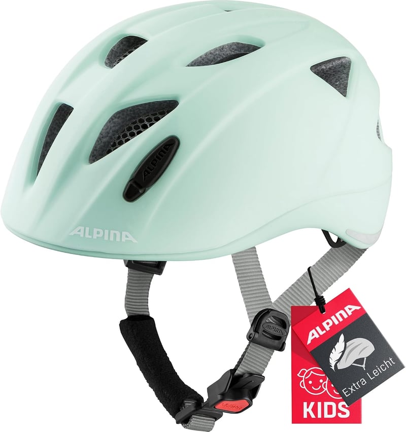 Alpina Ximo L.E. gyerek kerékpáros sisak LED fénnyel - pasztellzöld matt - 45-49 cm